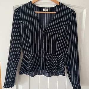 Wilfred striped navy and white peplum top - size 2-  $35